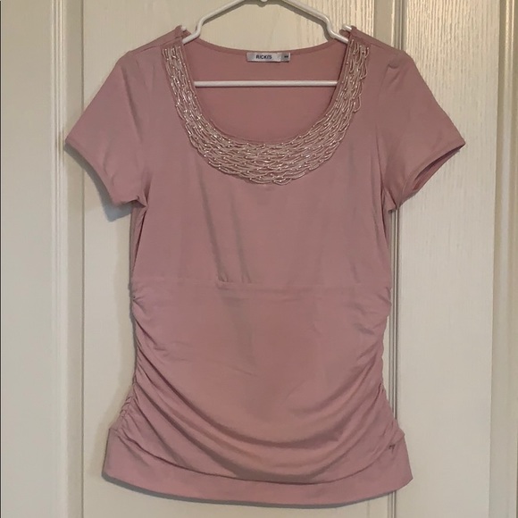 Soft Pink Embellished Tee - Picture 1 of 7
